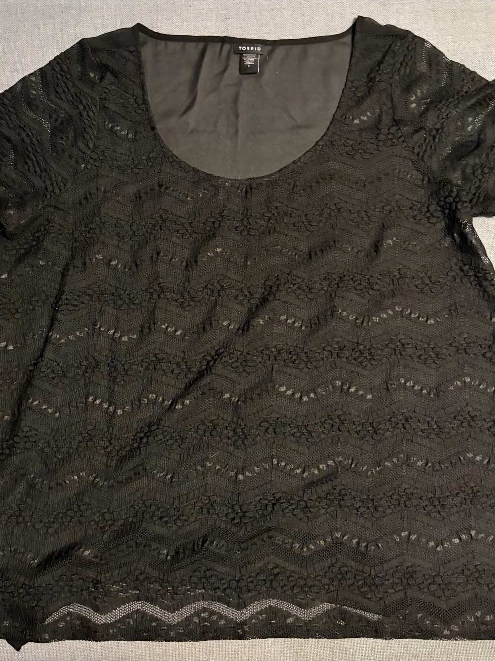 torrid Black Lace Scoop Neck Short Sleeve Blouse